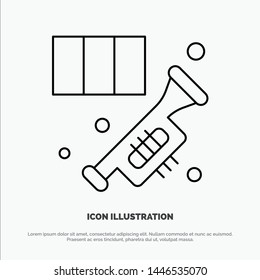 Brass, Horn, Instrument, Music, Trumpet Line Icon Vector