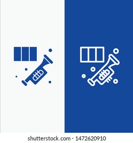 Brass, Horn, Instrument, Music, Trumpet Line and Glyph Solid icon Blue banner Line and Glyph Solid icon Blue banner