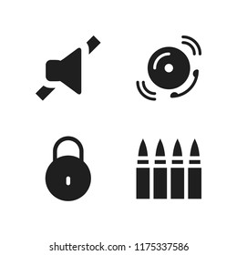 brass icon. 4 brass vector icons set. school bell, mute and lock icons for web and design about brass theme
