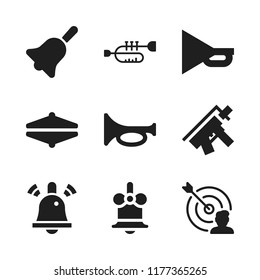 brass icon. 9 brass vector icons set. cymbals, horn and bell icons for web and design about brass theme