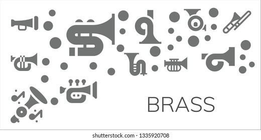 brass icon set. 11 filled brass icons.  Collection Of - Trumpet, Trombone, French horn
