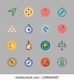 brass icon set. vector set about scale, bell, compass and gold icons set.