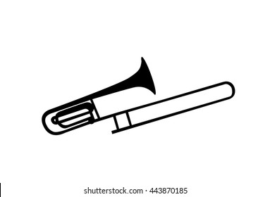 Brass Instrument Trombone, which Plays Jazz Music Direction. Vector Illustration. EPS10