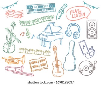 Brass instruments set. Vector illustration.