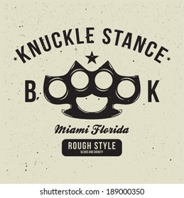 Brass Knuckle Design For Apparel. Vector Illustration