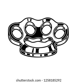 Brass knuckle illustration. Design element for logo, label, sign, poster, t shirt. Vector illustration