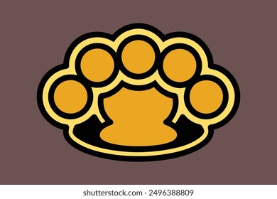Brass knuckle vector in cartoon, clipart, and line art for printable graphics design.