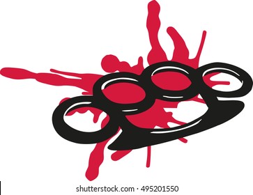 Brass knuckles with blood