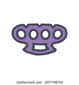 brass knuckles color vector doodle simple icon