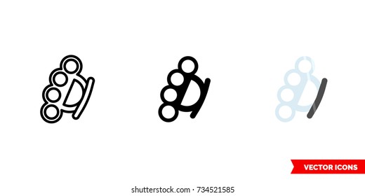 Brass knuckles icon of 3 types: color, black and white, outline. Isolated vector sign symbol.