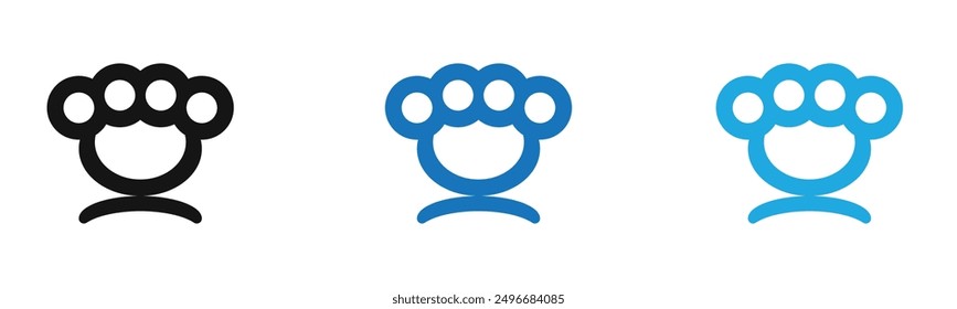 brass knuckles icon outline collection or set in black and white