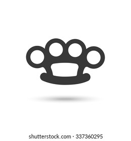 Brass knuckles icon vector. Crime knuckle-duster on white