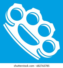 Brass knuckles icon white isolated on blue background vector illustration