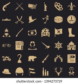 Brass knuckles icons set. Simple style of 36 brass knuckles vector icons for web for any design