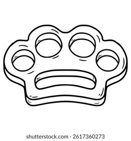 brass knuckles illustration hand drawn outline vector