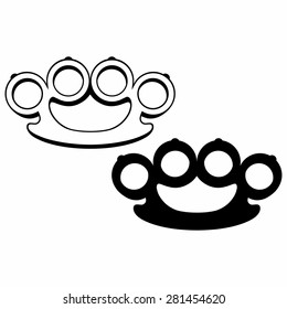 Brass knuckles. Isolated on blue background