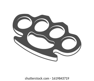 
Brass Knuckles monochrome icon. element for gansters or mafia vintage logo design, isolated on white background with shadow, vector