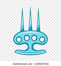 Brass knuckles with spikes, ninja weapon icon in cartoon style isolated on background for any web design 