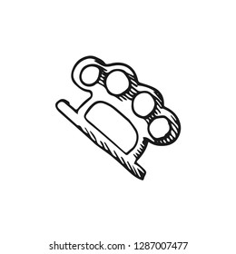 brass knuckles vector doodle sketch isolated on white background