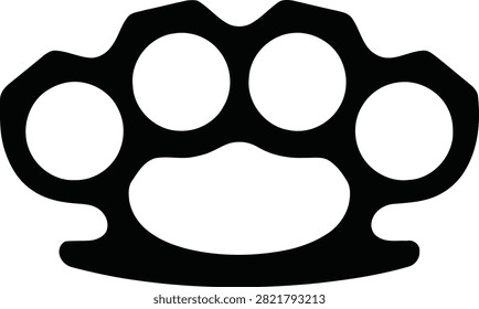 Brass knuckles vector icon. A weapon designed to fit over the knuckles to increase the impact of a punch. Symbol of aggression, violence, and self-defense.