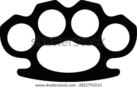 Brass knuckles vector icon. A weapon designed to fit over the knuckles to increase the impact of a punch. Symbol of aggression, violence, and self-defense.