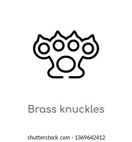 brass knuckles vector line icon. Simple element illustration. brass knuckles outline icon from weapons concept. Can be used for web and mobile