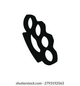 Brass Knuckles Weapon Silhouette Vector Illustration. Conceptual Street Fight Self Defense Weapon Silhouette.