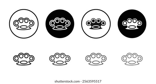 brass knuckless icon Flat outline fill set collection