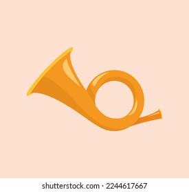 Brass music instrument isolated in vector illustration with flat style. Clipart of Trumpet, Brass, Jazz band musical instrument clipart.