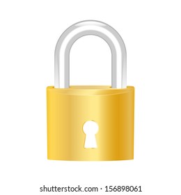 Brass padlock icon. Vector illustration.