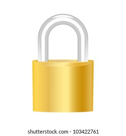 Brass padlock. Vector illustration