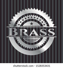 Brass silver shiny badge. Vector Illustration. Mosaic.