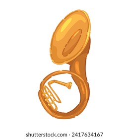 Brass sousaphone on white background