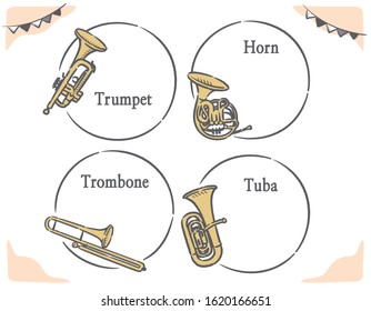 Brass themed labels and frames. Vector illustration.