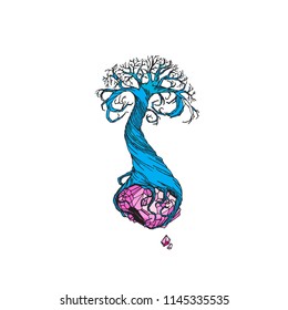 brass tree and pink stone