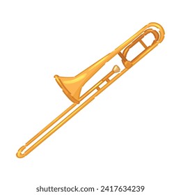 Brass trombone on white background