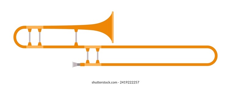 Brass trombone on white background