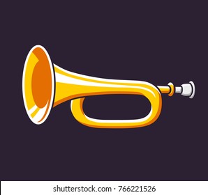 Brass trumpet or bugle horn