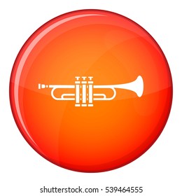 Brass trumpet icon in red circle isolated on white background vector illustration