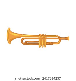 Brass trumpet on white background