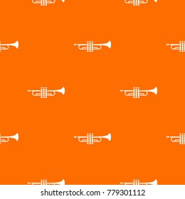 Brass trumpet pattern repeat seamless in orange color for any design. Vector geometric illustration