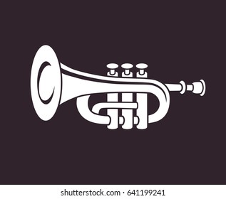 Brass trumpet vector icon.