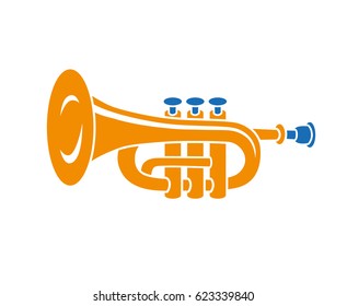 Brass trumpet vector icon isolated.
