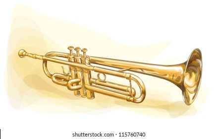 Brass Trumpet. Vector illustration.