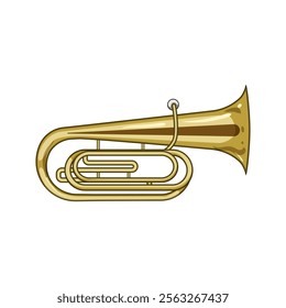 brass tuba cartoon. instrument music, orchestra band, sound valve brass tuba sign. isolated symbol vector illustration