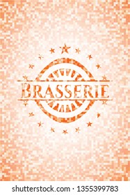 Brasserie abstract orange mosaic emblem