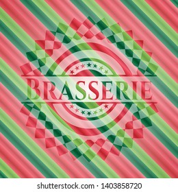 Brasserie christmas colors style emblem. Vector Illustration. Detailed.