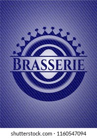 Brasserie emblem with denim texture
