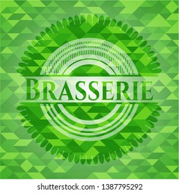 Brasserie green mosaic emblem. Vector Illustration. Detailed.