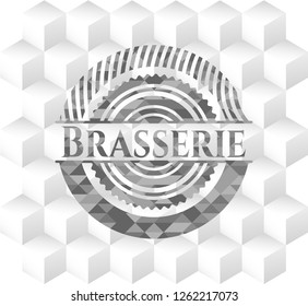 Brasserie grey emblem with cube white background